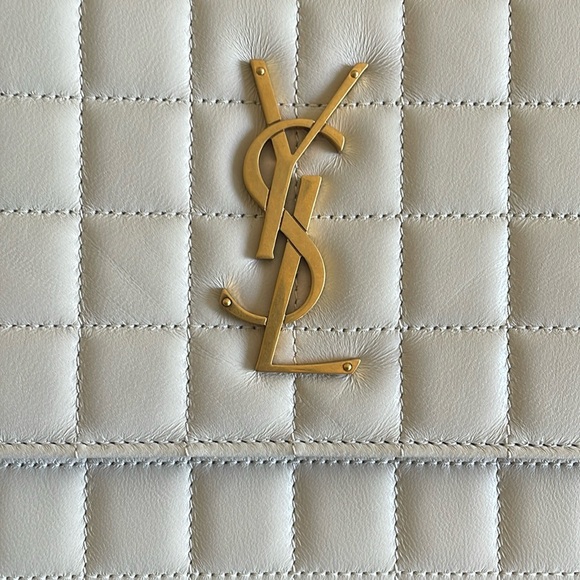 YSL Monogram Flap Clutch Bag in Quilted Smooth Leather - Picture 10 of 13